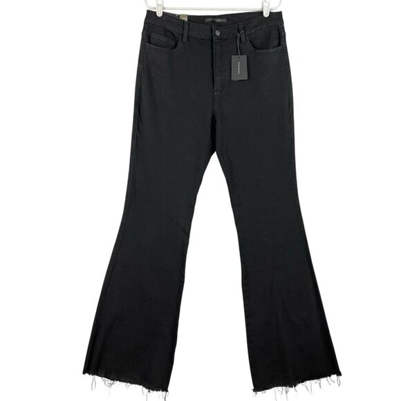 NWT Flying Monkey Women's Black Jeans 32x36 Flare Leg High Rise Stretch Raw Hem - Picture 1 of 13